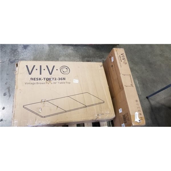 VIVO VINTAGE BROWN 71" X 36" TABLE TOP, AND VIVO BLACK ELECTRIC DUAL MOTOR DESK FRAME