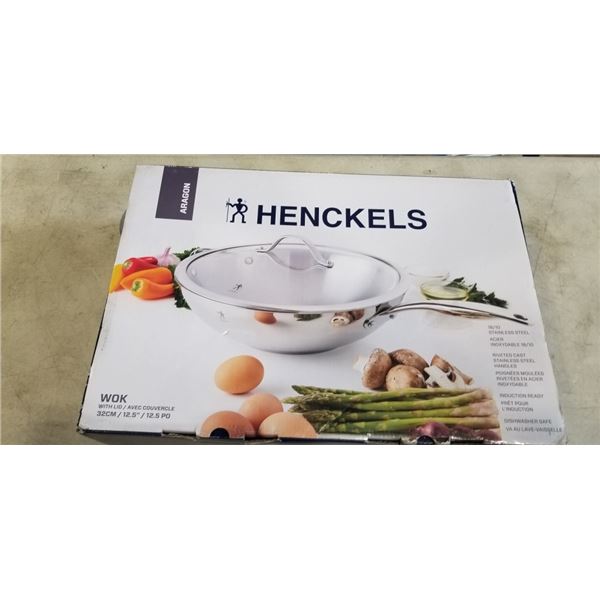NEW ARAGON HENCKELS STAINLESS STEEL WOK WITH LID, RETAIL $169.99