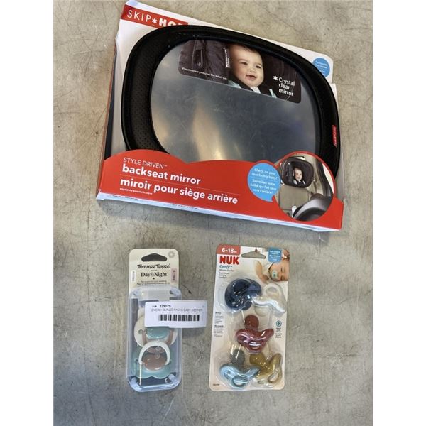 2 NEW / SEALED PACKS BABY SOOTHERS AND REAR SEAT MIRROR