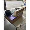 Image 3 : TRAY OF BETTER BOAT ITEMS INCLUDING 7500 LBS CARBON STEEL TRAILER HITCH 2" BALL MOUNT, DECK BRUSH, B