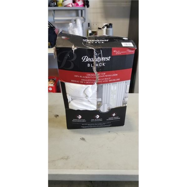LIKE NEW SET OF BEAUTYREST WHITE 100% BLACK OUT CURTAINS