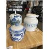 Image 1 : CERAMIC WATER JUG AND 2 LIDDED EASTERN JARS
