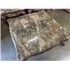 Image 4 : OVERSIZED CARVED COFFEE TABLE AND 2 END TABLE SET W/ STONE TOPS