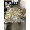 Image 6 : OVERSIZED CARVED COFFEE TABLE AND 2 END TABLE SET W/ STONE TOPS