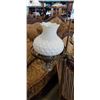Image 2 : ANTIQUE BRASS FLOOR LAMP W/ 2 MILK GLASS SHADES