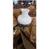Image 3 : ANTIQUE BRASS FLOOR LAMP W/ 2 MILK GLASS SHADES