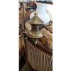 Image 4 : ANTIQUE BRASS FLOOR LAMP W/ 2 MILK GLASS SHADES