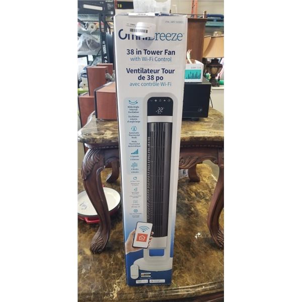 OMNIBREEZE 38" TOWER FAN WITH WIFI CONTROL. TESTED WORKING