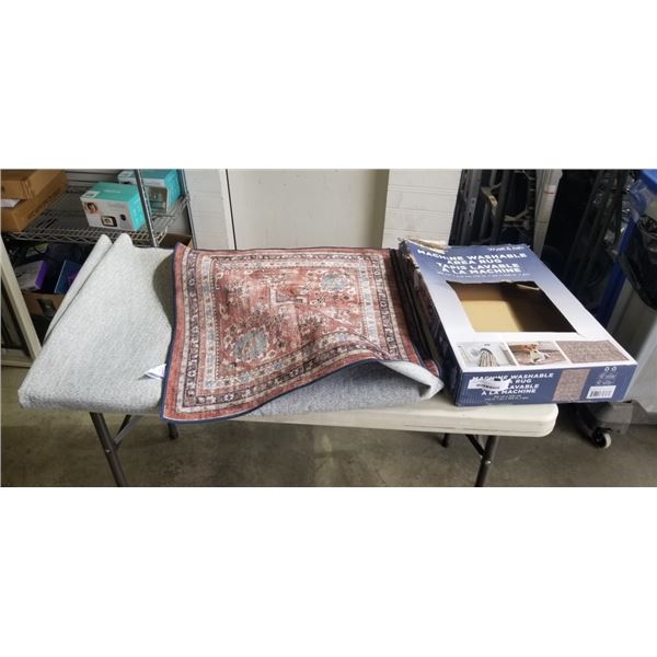 AS NEW W&A MACHINE WASHABLE AREA RUG. 6" X 9" - RETAIL $99.99