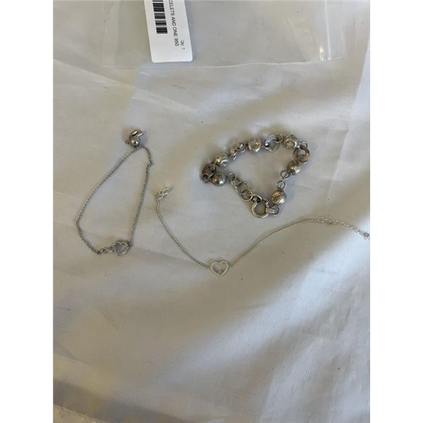 2 - 925 STERLING BRACELETS AND ONE 950 BRACELET