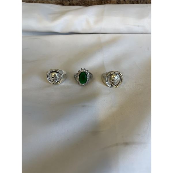 3 HEAVY SILVER RINGS, TESTED