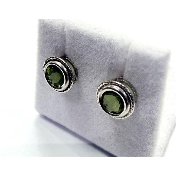 STERLING SILVER NATURAL PERIDOT EARRINGS, W/A $400.00. PERIDOT IS THE BIRTHSTONE FOR AUGUST.