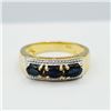 Image 3 : GOLD PLATED STERLING SILVER NATURAL BLUE SAPPHIRE WITH WHITE SAPPHIRE RING, SIZE 7, W/A $650.00. SAP