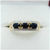 Image 4 : GOLD PLATED STERLING SILVER NATURAL BLUE SAPPHIRE WITH WHITE SAPPHIRE RING, SIZE 7, W/A $650.00. SAP