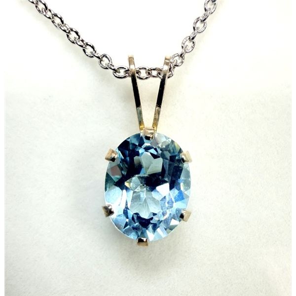 STERLING SILVER NATURAL BLUE TOPAZ PENDANT, W/A $550.00. BLUE TOPAZ IS THE BIRTHSTONE FOR DECEMBER.