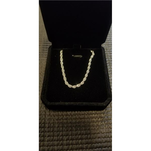 NEW S925 3.0MM TWISTED ROPE NECKLACE 19" LONG, 925 STERLING SILVER W/ WHITE GOLD OVERLAY