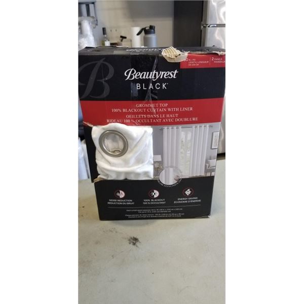 LIKE NEW SET OF BEAUTYREST WHITE 100% BLACK OUT CURTAINS