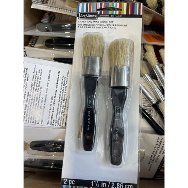 BOX OF ART SUPPLIES INCLUDING NEW BRUSHES