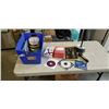 Image 1 : TOTE OF DVDRS, CDRS, COMPUTER ACCESSORIES, FLASHLIGHTS AND MORE