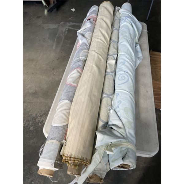 4 ROLLS AND BAG OF FABRIC