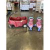 Image 1 : KIDS RED WAGON AND 2 RIDE ON CARS