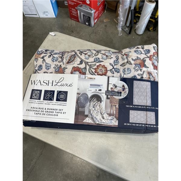 NEW WASHLUXE AREA RUG & RUNNER SET, RETAIL $89