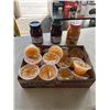 Image 1 : 3 NEW / SEALED JARS OF JAM AND TRAY OF ORANGE FRUIT CUPS - BB JAN 2027