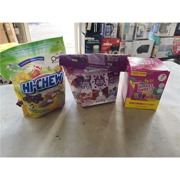 3 NEW SEALED PACKS OF ASSORTED CANDY - BB APR/JULY/NOV 2027