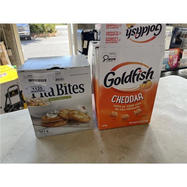 CASE OF NEW SEALED GOLDFISH CRACKERS AND CASE OF PITA CHIPS - 1 OF 2 BAGS SEALED