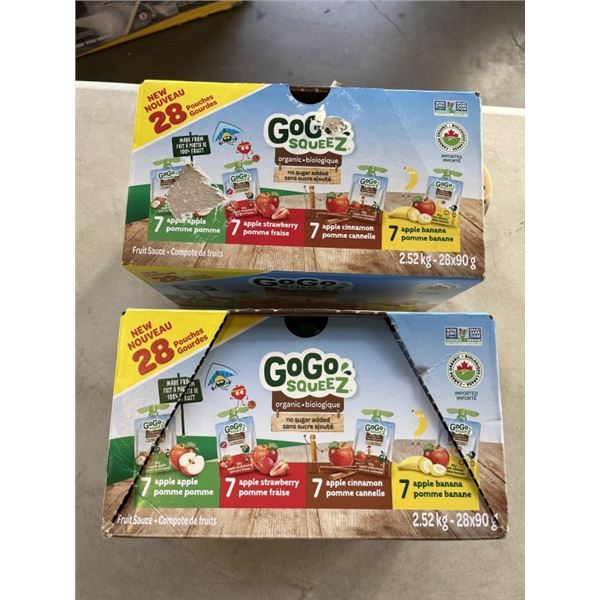 2 CASES OF GOGO SQUEEZE POUCHES - SOME POUCHES MAY BE MISSING