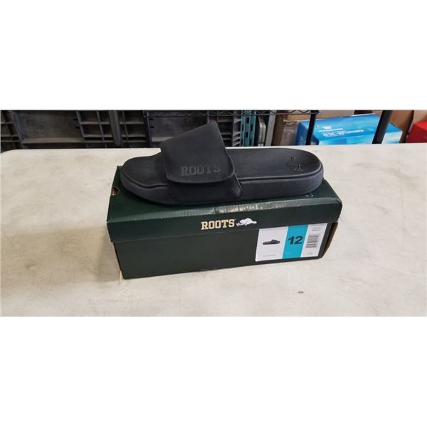 AS NEW ROOTS SIZE 12 BLACK MENS SANDLES