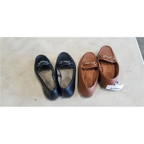 PAIR OF BROWN AEROSOLES  AND PAIR OF BLACK AEROSOLES. BOTH SIZE 9 US