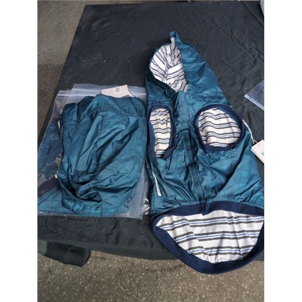 5 NEW WATERPROOF DOG JACKETS SIZE 3(2), 4(2) AND 6(1)