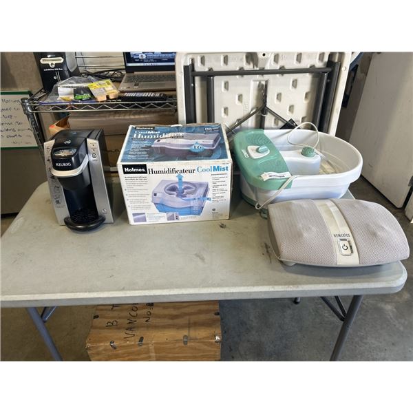 FOOT MASSAGER AND FOOT SPA, KEURIG COFFEE MACHINE AND HUMIDIFIER