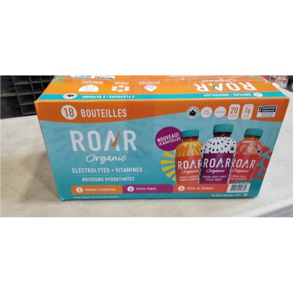 ROAR ORGANIC 18 CASE ELECTROLYTES HYDRATION BEVERAGES. BEST BEFORE OCT 2027