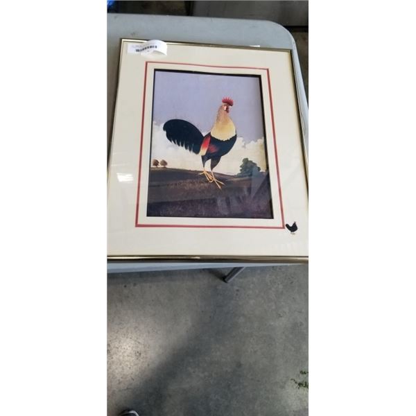 FRAMED PAINTED ROOSTER PRINT