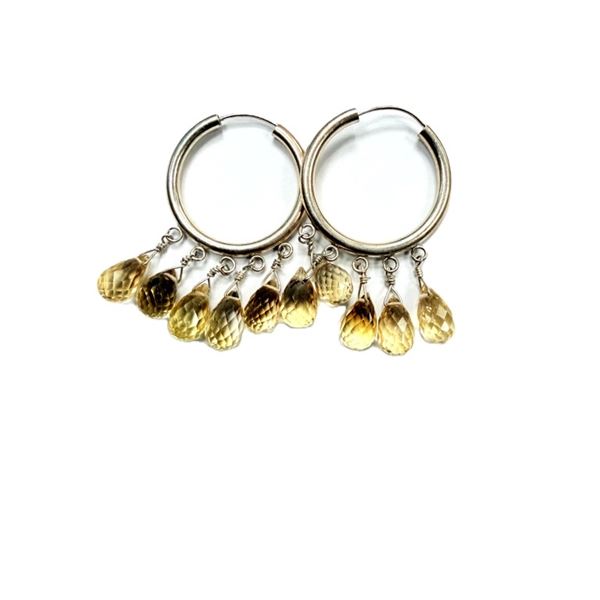 STERLING SILVER NATURAL CITRINE PORTUGUESE DROP CUT EARRINGS, W/A $850.00. CITRINE IS THE BIRTHSTONE