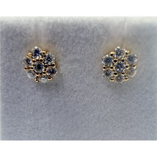 GOLD PLATED STERLING SILVER MOISSANITE EARRINGS, W/A $350.00.