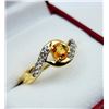 Image 1 : GOLD PLATED STERLING SILVER NATURAL ORANGE SAPPHIRE WITH WHITE SAPPHIRE RING, SIZE 7, W/A $750.00. S