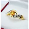 Image 2 : GOLD PLATED STERLING SILVER NATURAL ORANGE SAPPHIRE WITH WHITE SAPPHIRE RING, SIZE 7, W/A $750.00. S