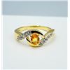 Image 3 : GOLD PLATED STERLING SILVER NATURAL ORANGE SAPPHIRE WITH WHITE SAPPHIRE RING, SIZE 7, W/A $750.00. S