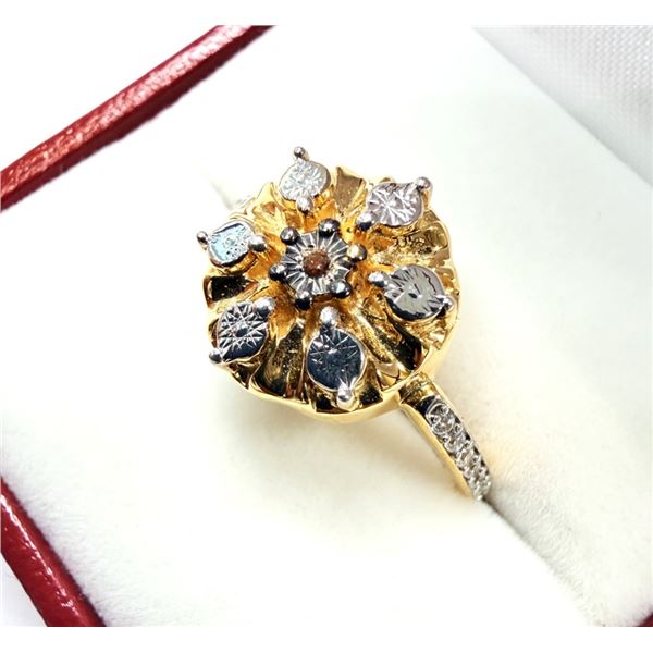 GOLD PLATED STERLING SILVER NATURAL GARNET  WITH CZ RING, SIZE 8, W/A $700.00. GARNET IS THE BIRTHST