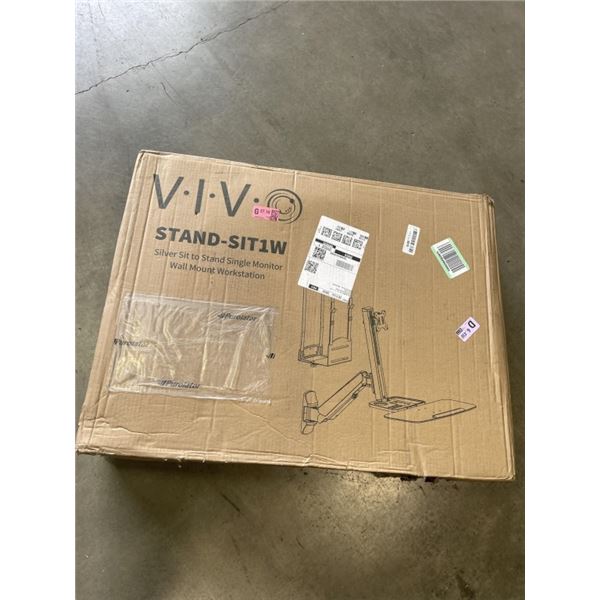VIVO SILVER SIT TO STAND SINGLE MONITOR WALL MOUNT WORKSTATION