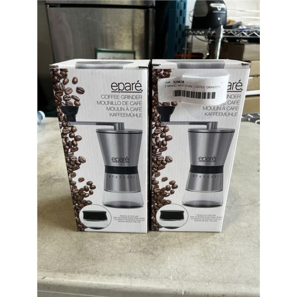 2 BRAND NEW EPARE COFFEE GRINDERS W/ BEAN STORAGE