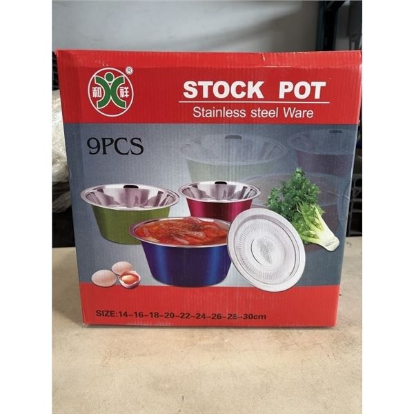 BRAND NEW 9PC STOCK POT SET STAINLESS STEEL WARE W/ LIDS