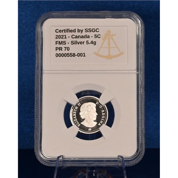 Canada 2021 5 Cent SSGC PR 70 Fine .999 Silver (Tax Exempt)