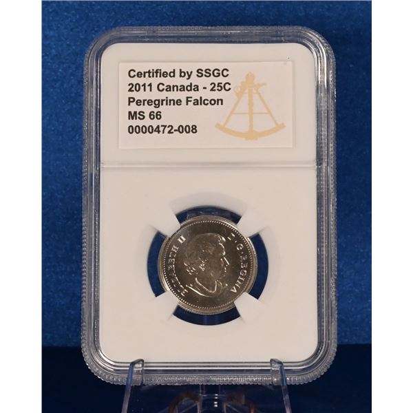 Canada 2011 25 Cent SSGC MS 66 Peregrine Falcon