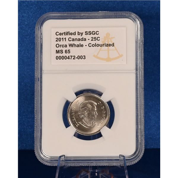 Canada 2011 25 Cent SSGC MS 65 Orca Whale Colourized