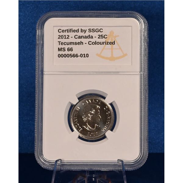 Canada 2012 25 Cent SSGC MS 66 Tecumseh Colourized