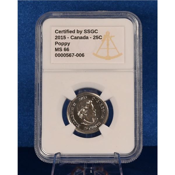 Canada 2015 25 Cent SSGC MS 66 Poppy